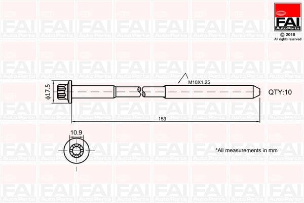 Jeu de boulons de culasse de cylindre FAI AutoParts
