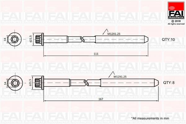 Jeu de boulons de culasse de cylindre FAI AutoParts