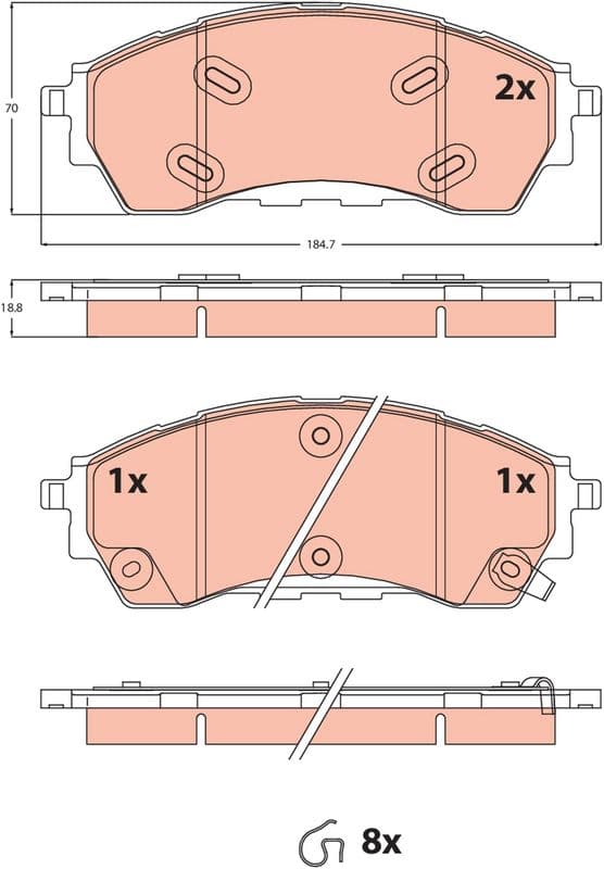 Kit de plaquettes de frein, frein à disque TRW