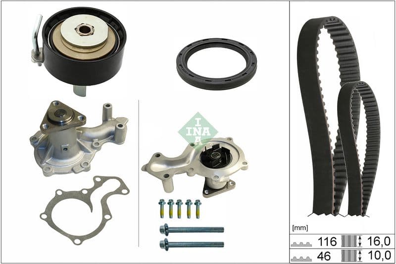 Pompe à eau + kit de courroie crantée Schaeffler INA