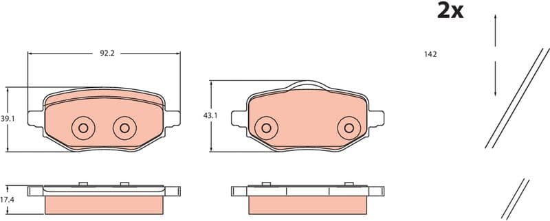 Kit de plaquettes de frein, frein à disque TRW