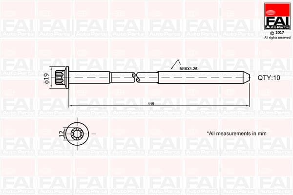 Jeu de boulons de culasse de cylindre FAI AutoParts