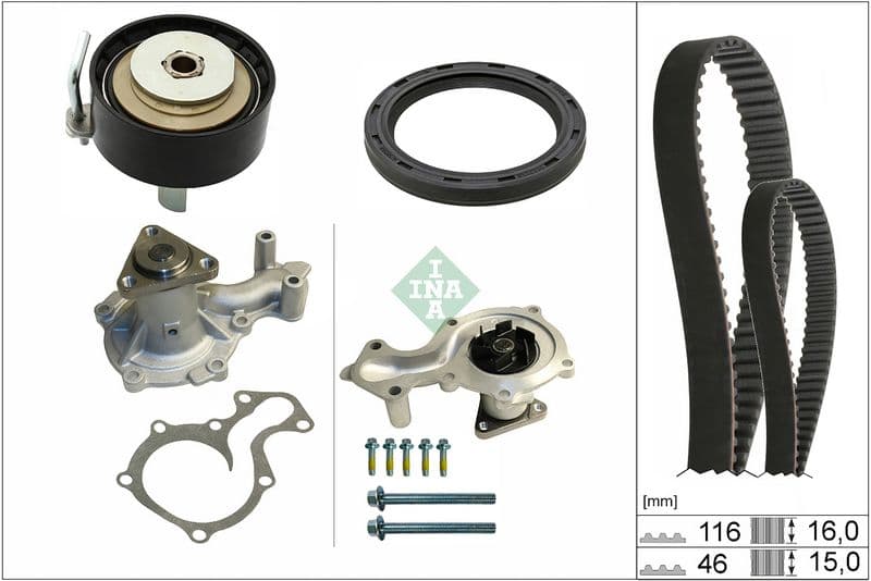 Pompe à eau + kit de courroie crantée Schaeffler INA