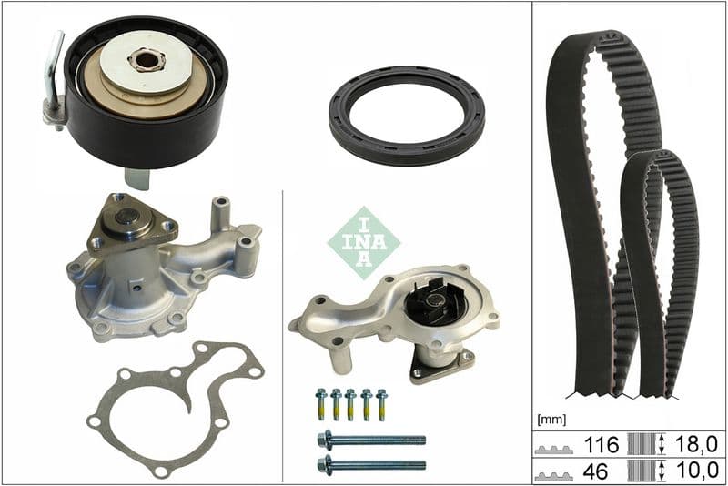 Pompe à eau + kit de courroie crantée Schaeffler INA