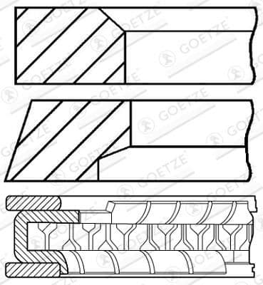 Jeu de segments de pistons GOETZE ENGINE