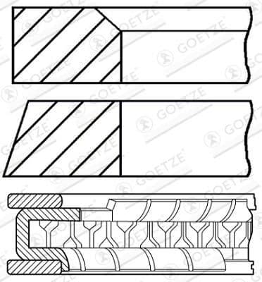 Jeu de segments de pistons GOETZE ENGINE