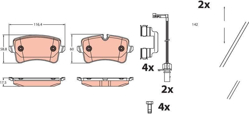 Kit de plaquettes de frein, frein à disque TRW