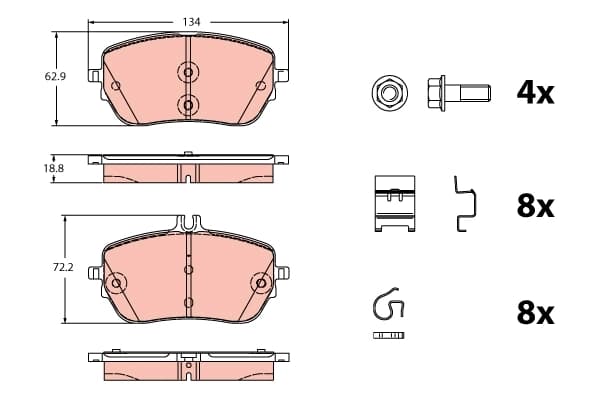 Kit de plaquettes de frein, frein à disque TRW Automotive