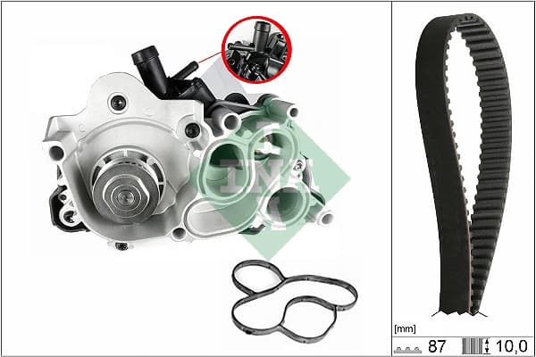 Pompe à eau + kit de courroie crantée INA