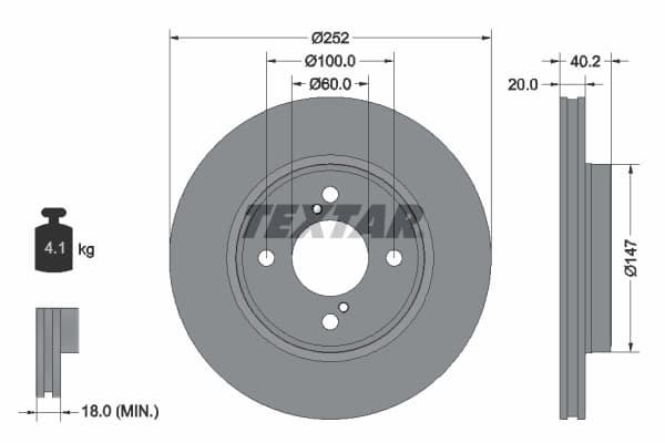 Disque de frein Textar